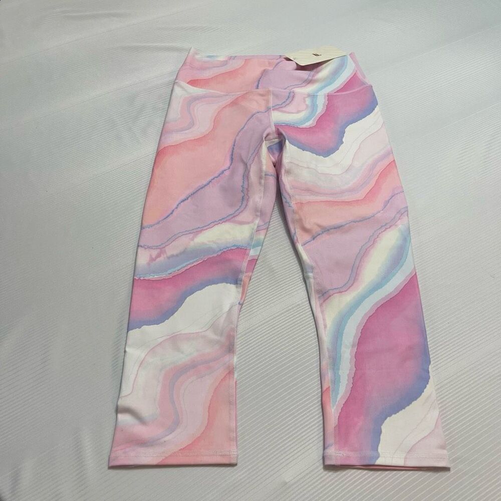 NWT Fabletics High Waisted Ombré Printed Powerhold Crop Leggings Size Medium New